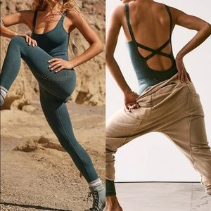 Free People Teal Jumpsuit with Strappy Back